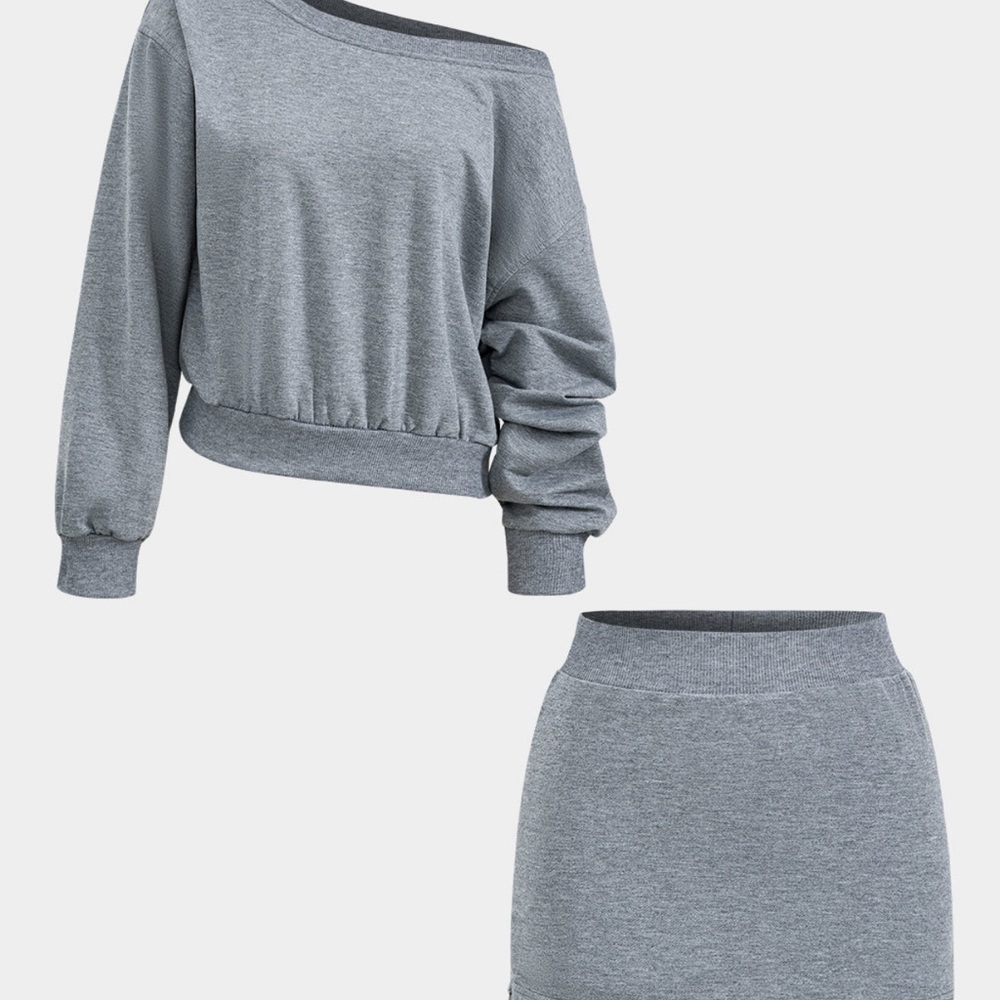 Gray Women's Skirt Set
